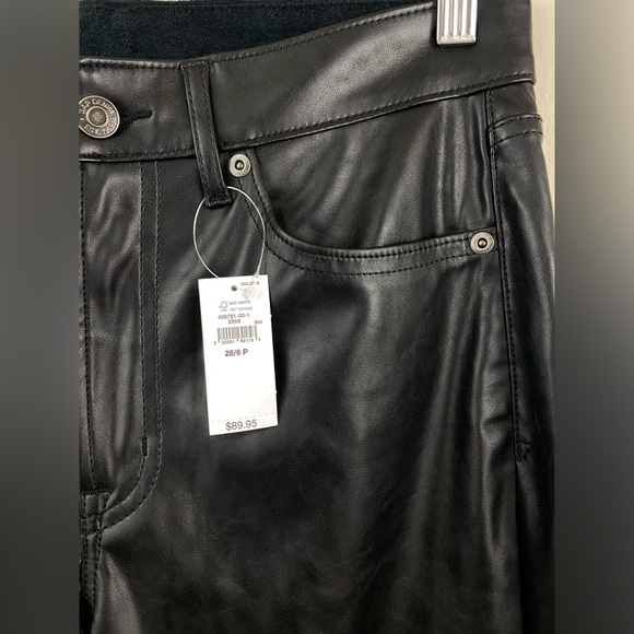 NWT GAP 70s high rise flares in vegan black leather- 6P - Picture 6 of 14